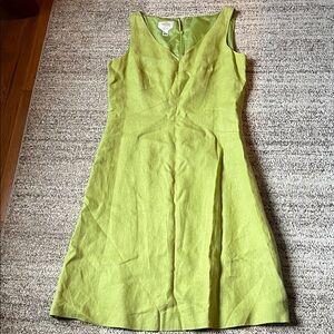 Talbots Lime Green Midi Dress, linen, celery color, size medium